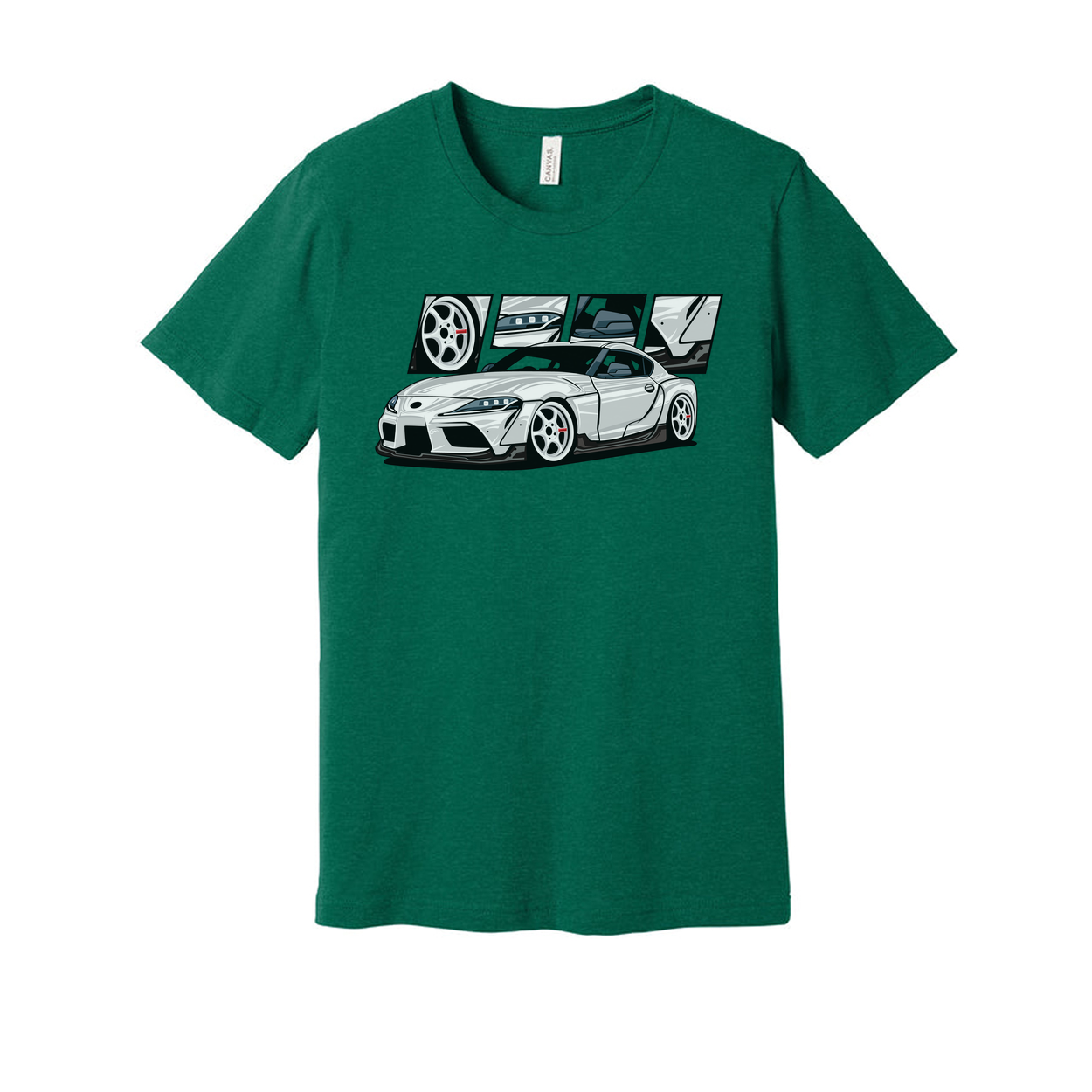 Toyota GR Supra A90 Unisex Graphic T Shirt With Detailed Car Artwork And Wheel Design