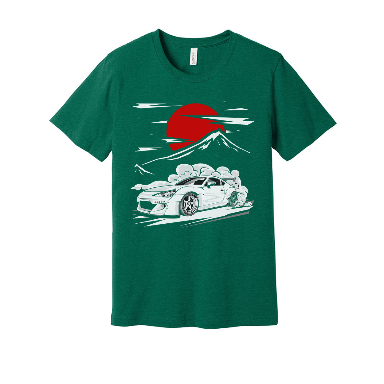 Subaru BRZ Graphic T Shirt Unisex Cotton Tee With Red Sun Mountain Scene Artwork