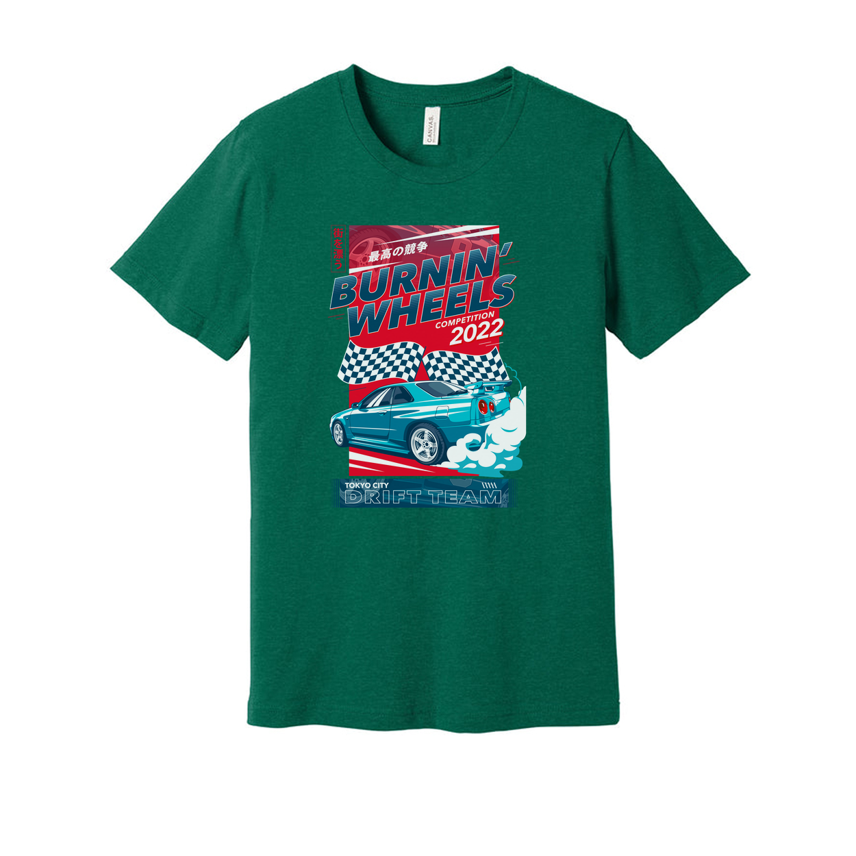 Unisex Racing Graphic T Shirt Burnin Wheels Competition 2022 Tokyo City Drift Team
