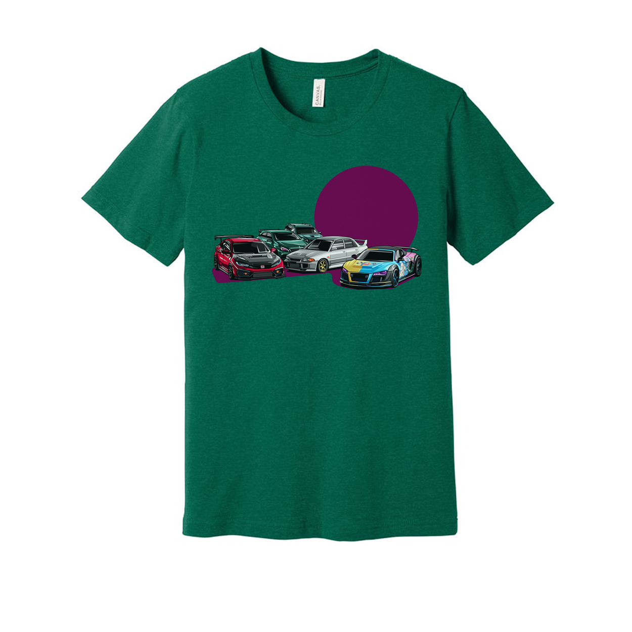 Unisex Car Enthusiast T Shirt With Honda Civic Type R Subaru Impreza WRX STI Mitsubishi Lancer Evolution IX Audi R8