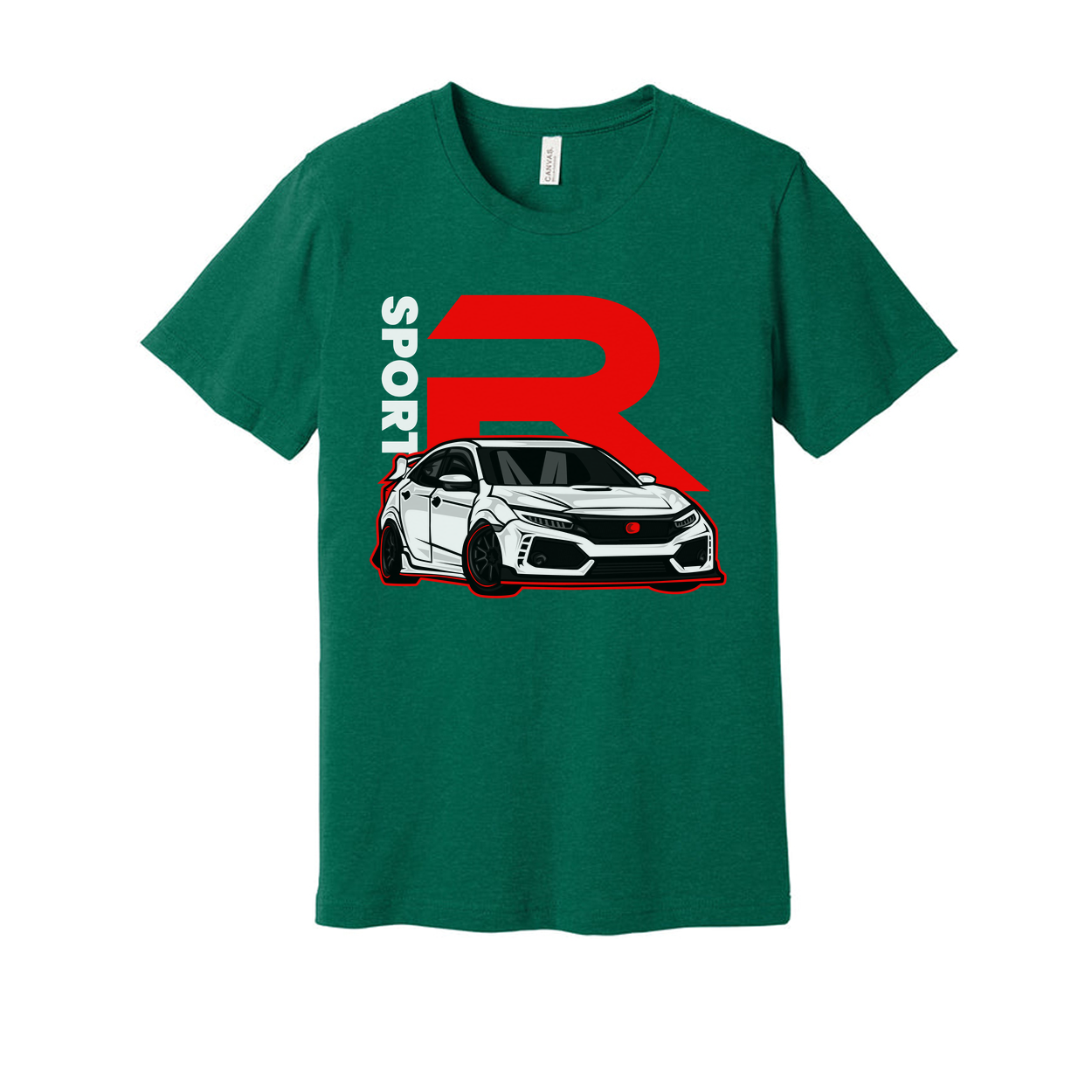 Honda Civic Type R Graphic Unisex T Shirt With Red R Emblem And Car Artwork Illustration