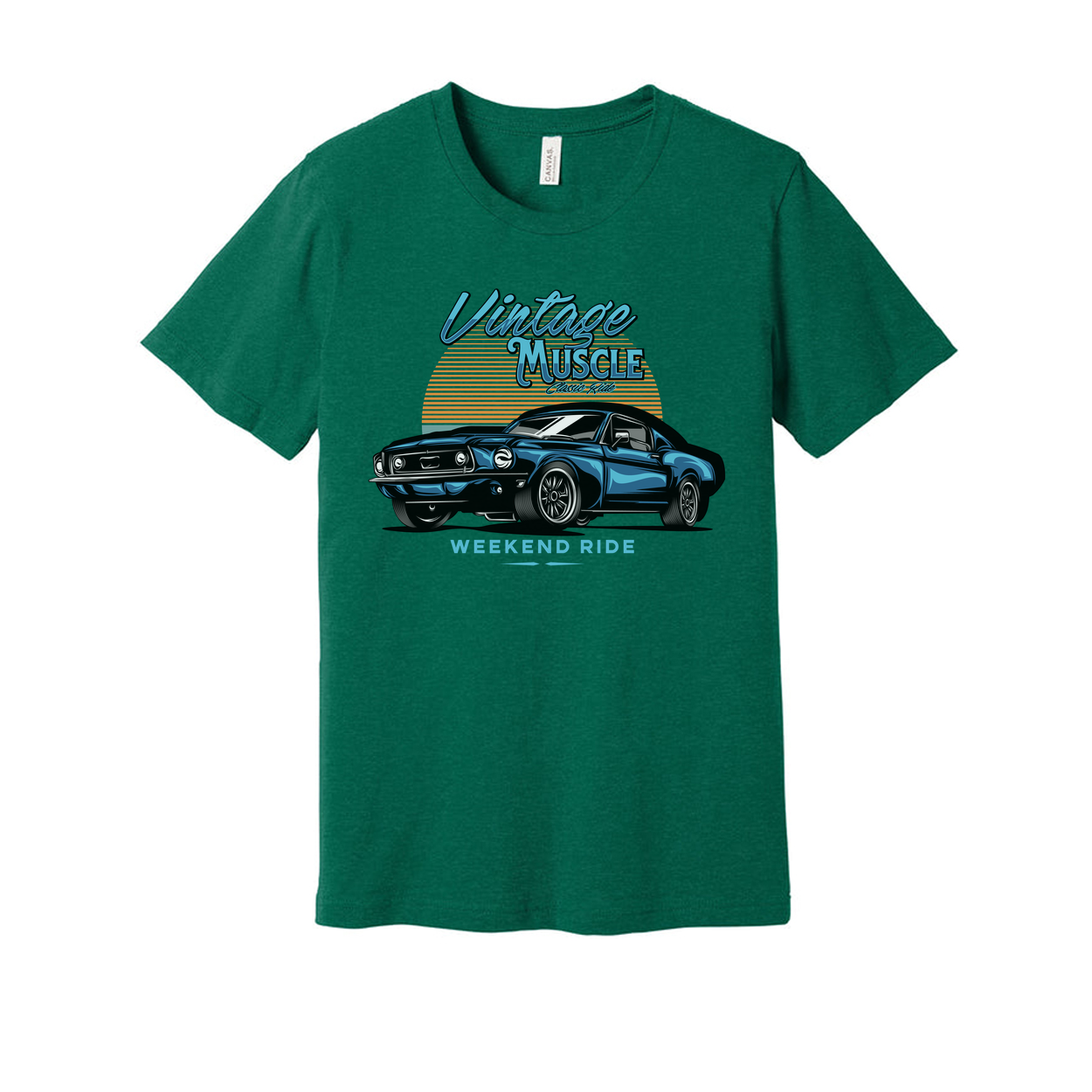 1960s Ford Mustang Vintage Muscle Graphic Tee Unisex Casual Short Sleeve Shirt Retro Sunset