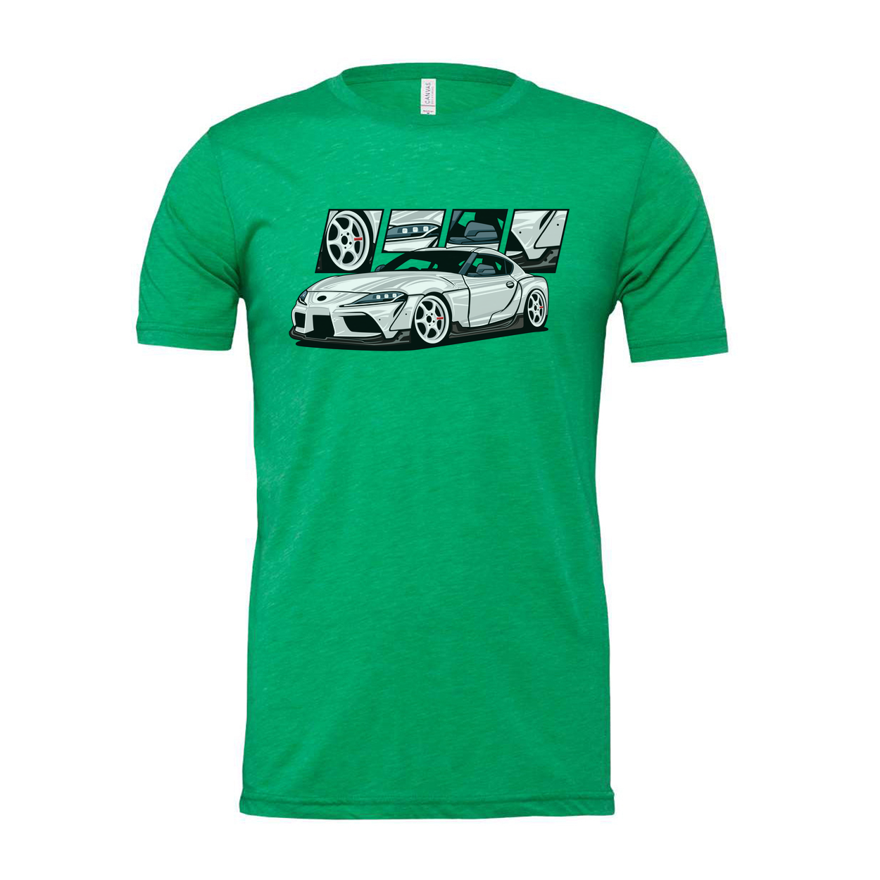 Toyota GR Supra A90 Unisex Graphic T Shirt With Detailed Car Artwork And Wheel Design