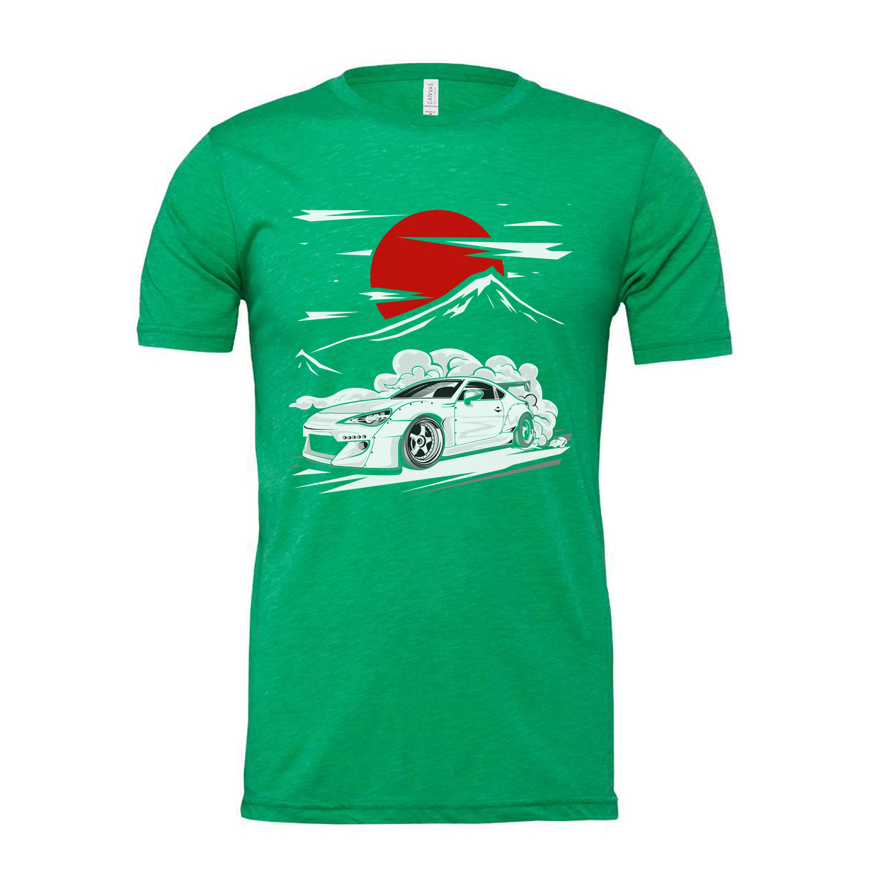 Subaru BRZ Graphic T Shirt Unisex Cotton Tee With Red Sun Mountain Scene Artwork