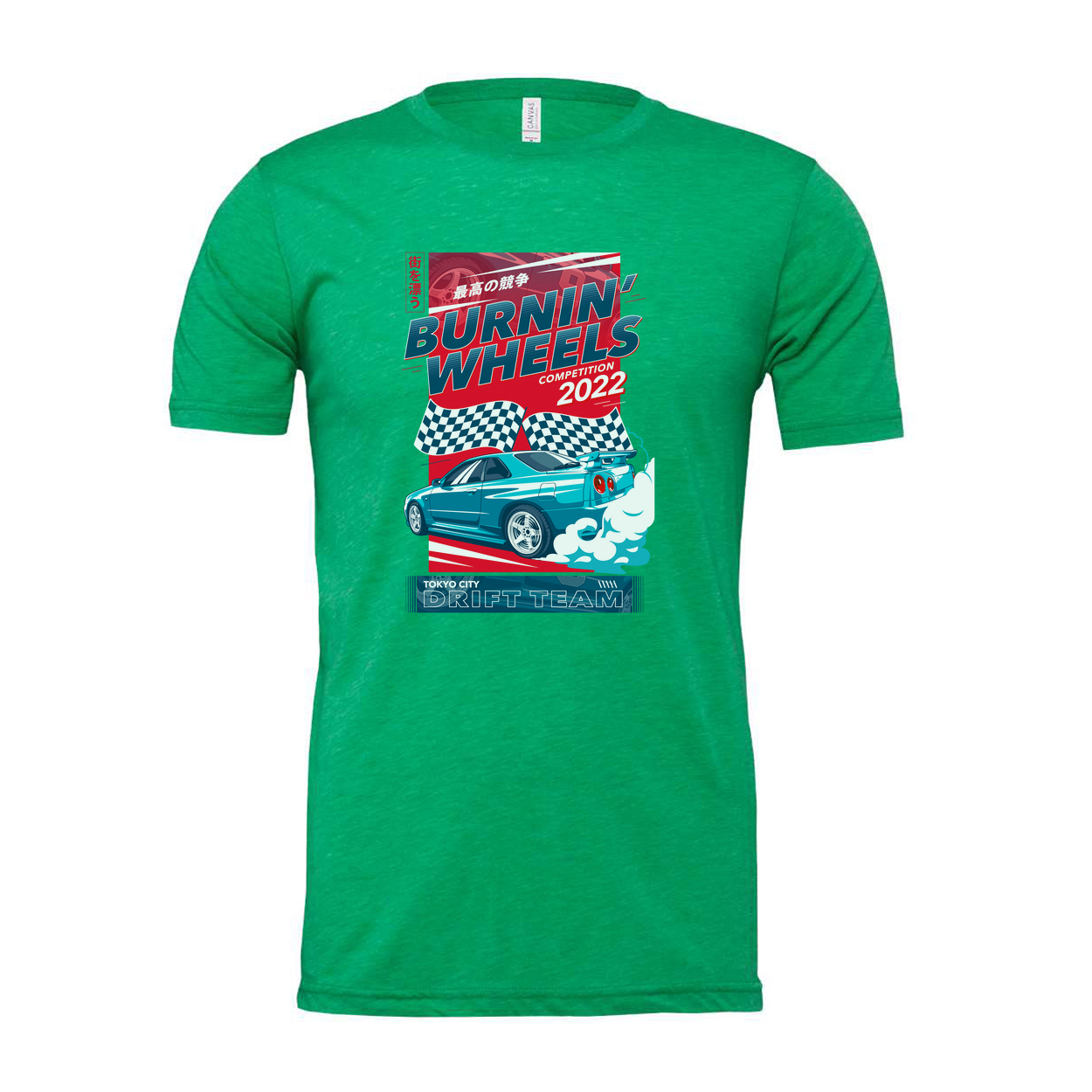 Unisex Racing Graphic T Shirt Burnin Wheels Competition 2022 Tokyo City Drift Team