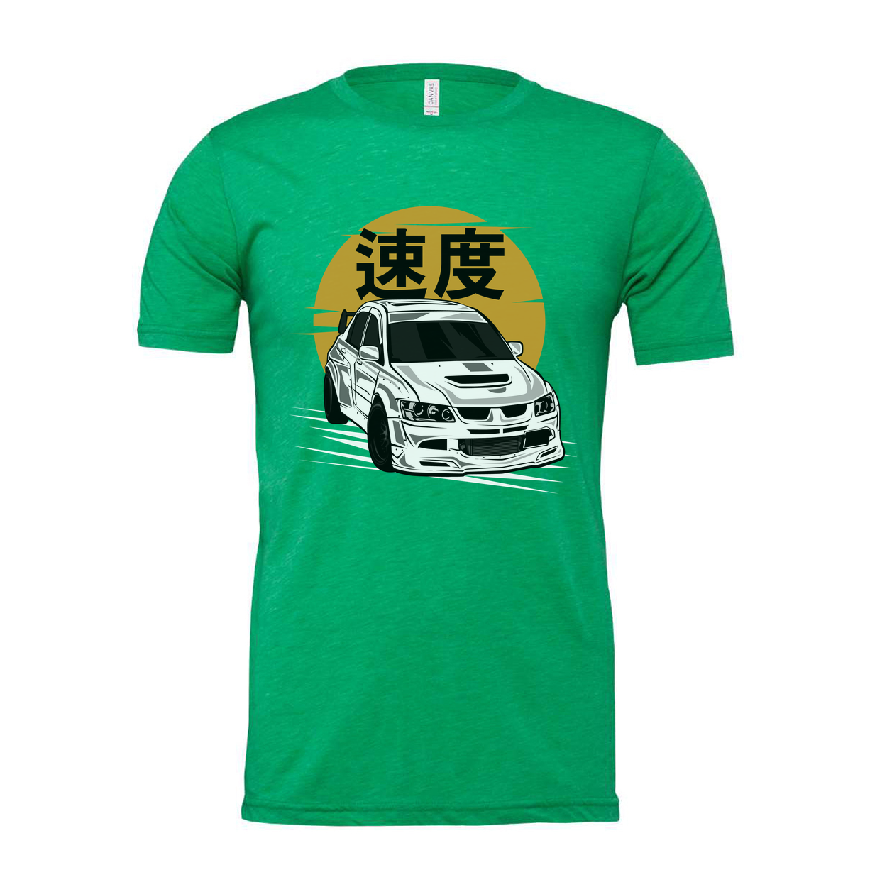 Mitsubishi Lancer Evolution IX White Unisex T Shirt Featuring Speed Kanji Car Graphic