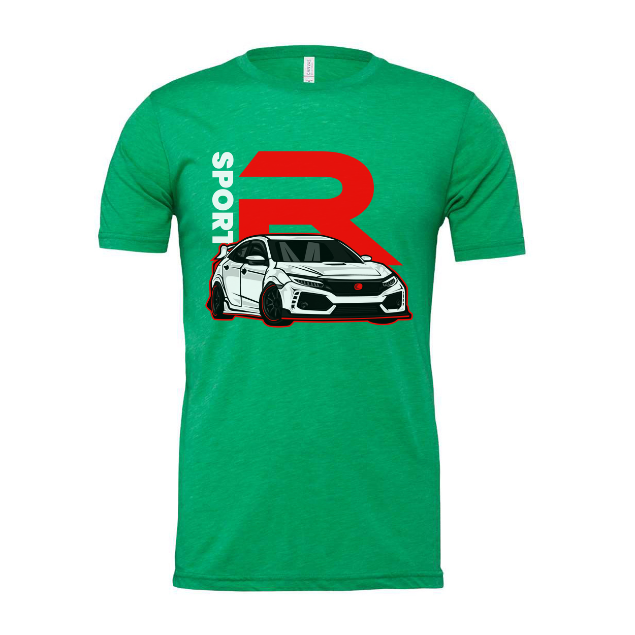 Honda Civic Type R Graphic Unisex T Shirt With Red R Emblem And Car Artwork Illustration