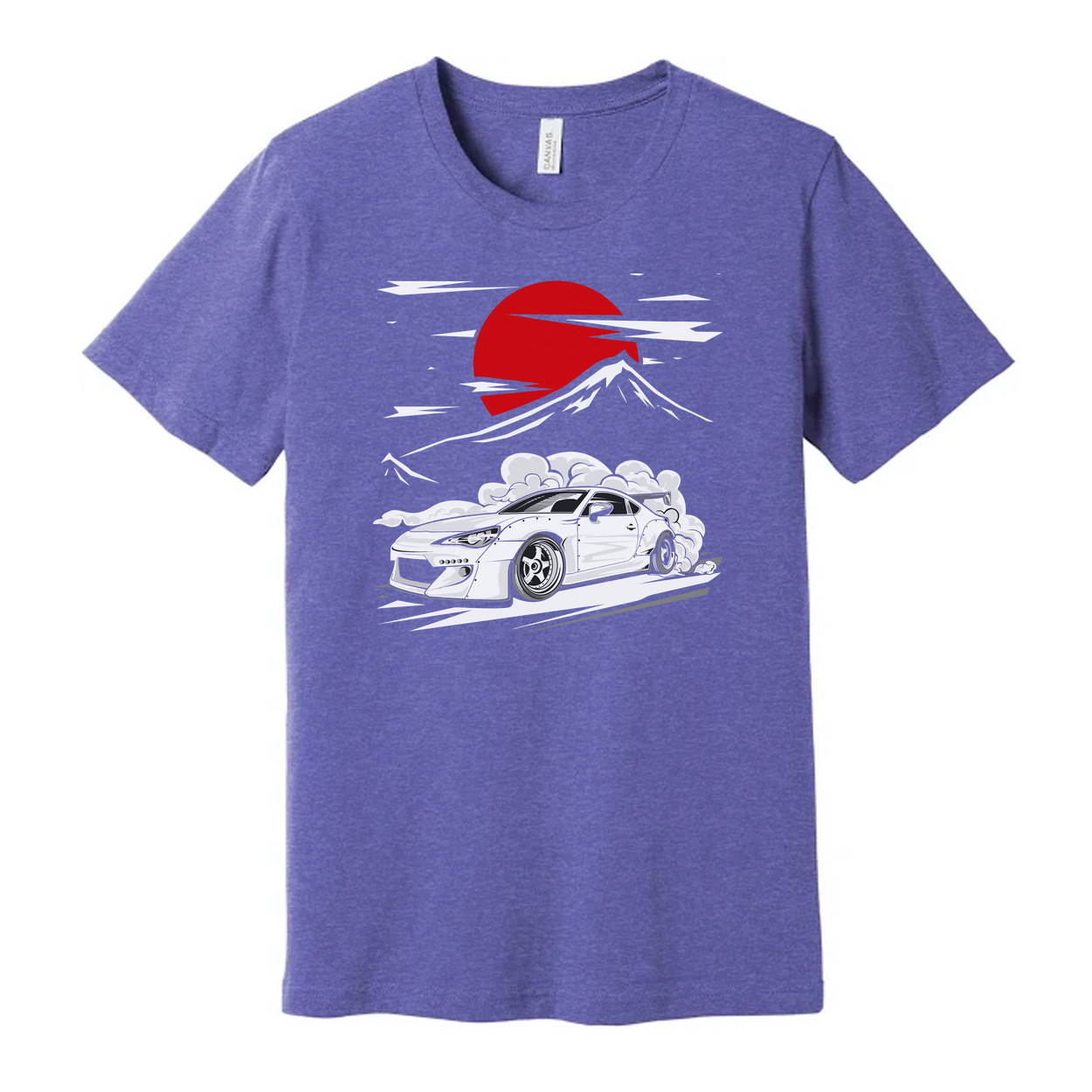 Subaru BRZ Graphic T Shirt Unisex Cotton Tee With Red Sun Mountain Scene Artwork