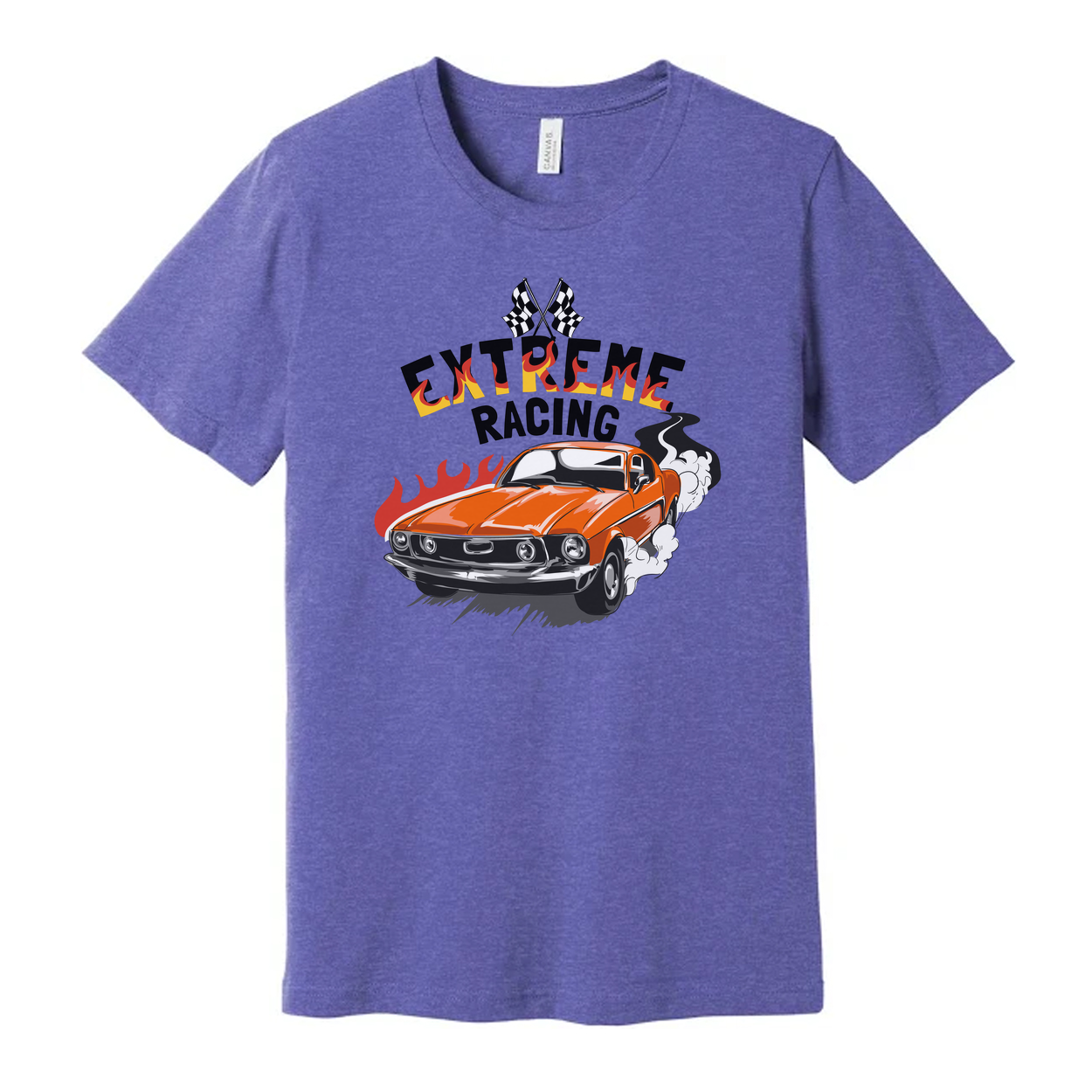 Extreme Racing Graphic Tee With Orange Classic Car On White Unisex Automotive Style Tee