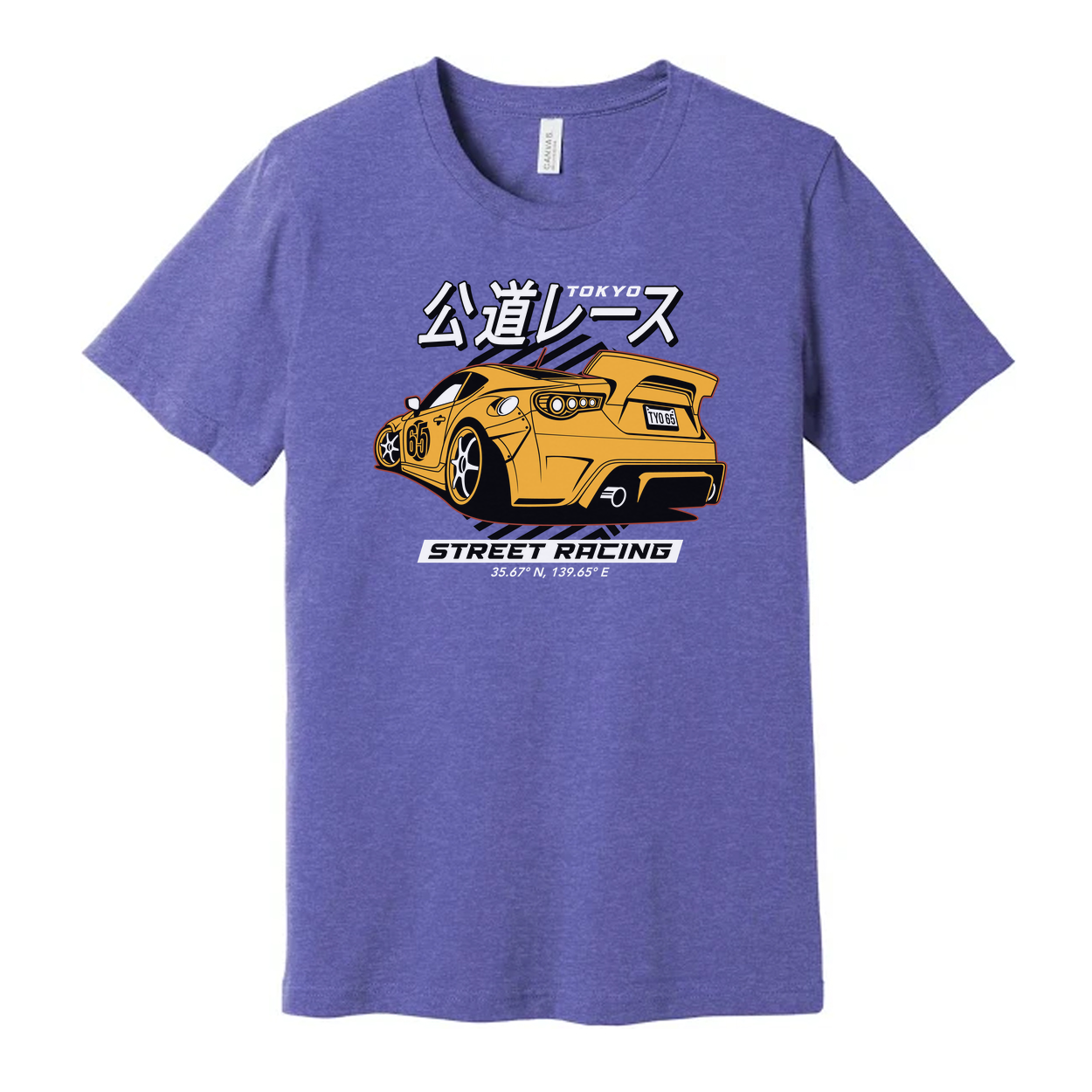 Acura NSX Street Racing Graphic T Shirt With Yellow Race Car And Japanese Text Design