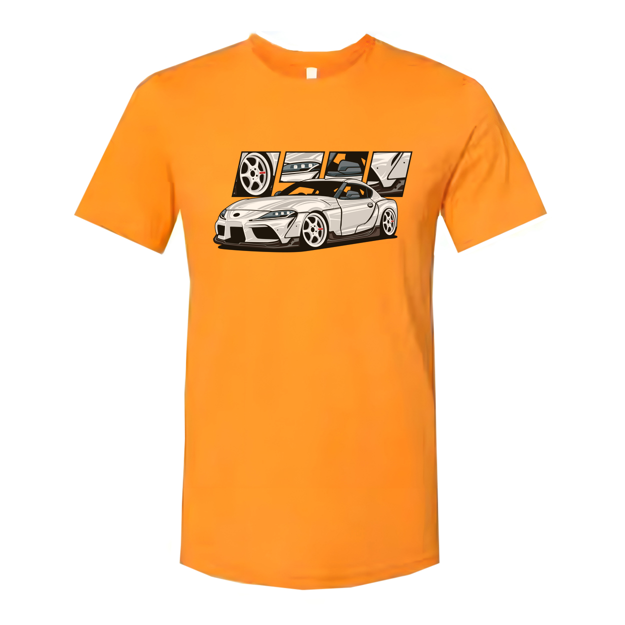 Toyota GR Supra A90 Unisex Graphic T Shirt With Detailed Car Artwork And Wheel Design
