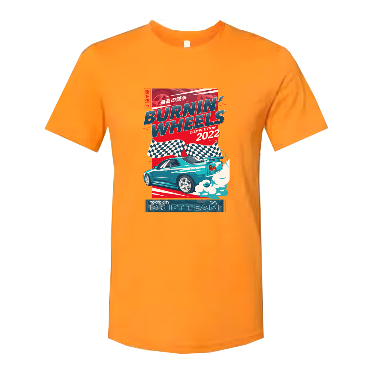 Unisex Racing Graphic T Shirt Burnin Wheels Competition 2022 Tokyo City Drift Team