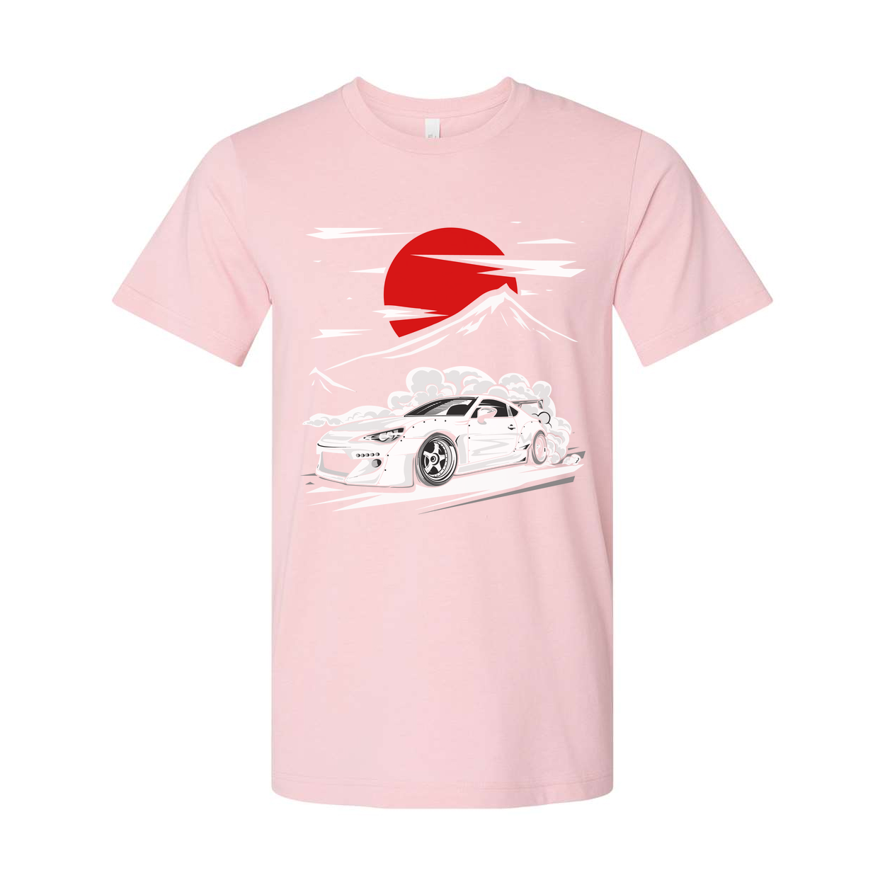 Subaru BRZ Graphic T Shirt Unisex Cotton Tee With Red Sun Mountain Scene Artwork