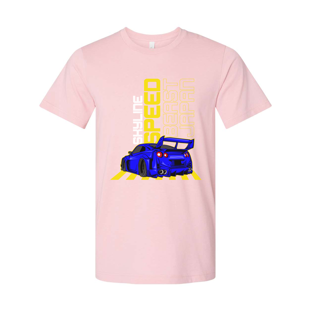 R35 Nissan GTR Graphic Tee Unisex Blue Car Artwork With Racing Stripes Inspired Design