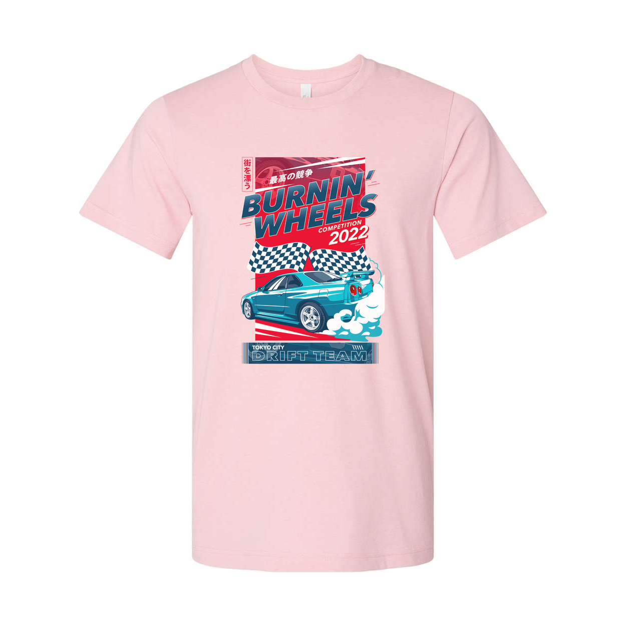 Unisex Racing Graphic T Shirt Burnin Wheels Competition 2022 Tokyo City Drift Team