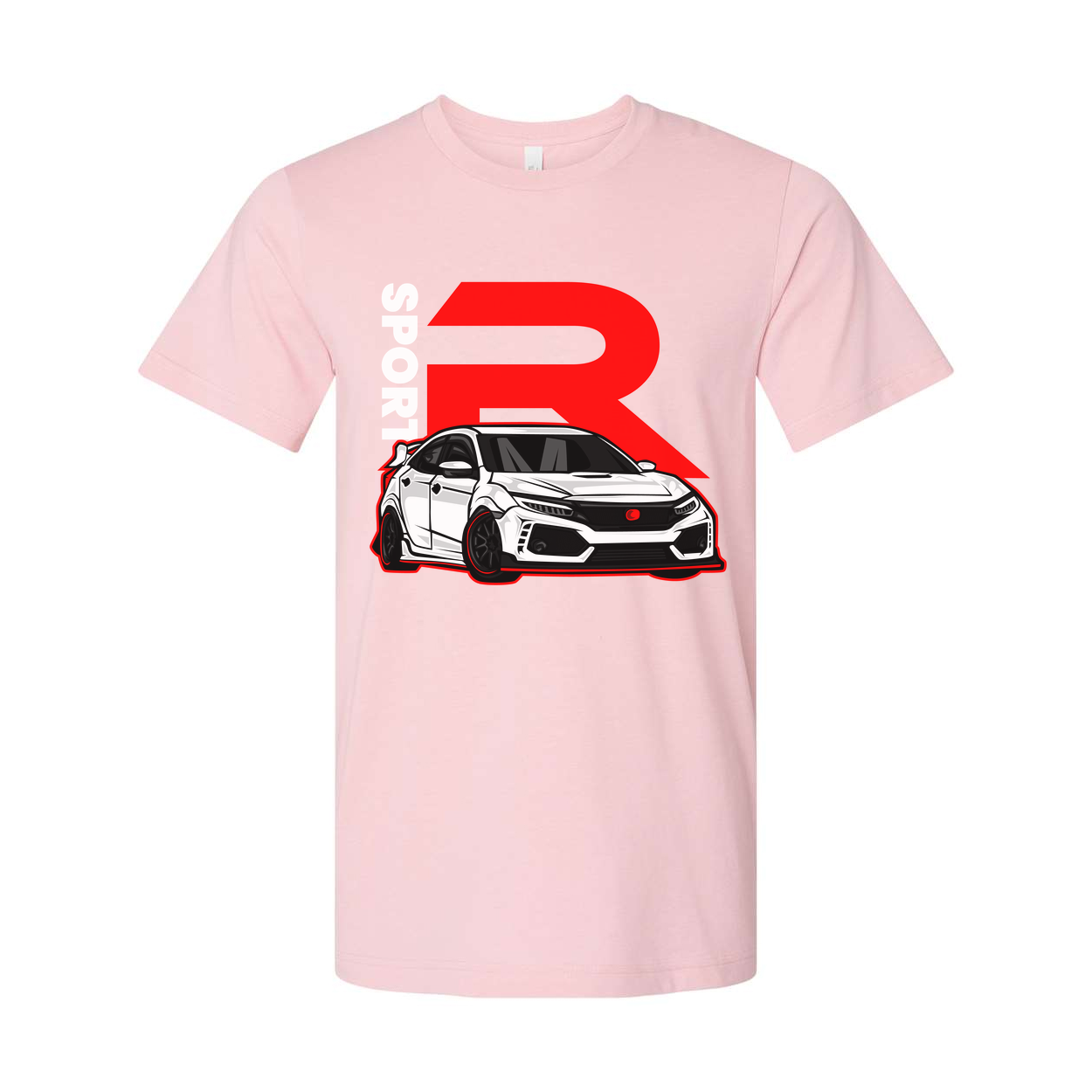Honda Civic Type R Graphic Unisex T Shirt With Red R Emblem And Car Artwork Illustration