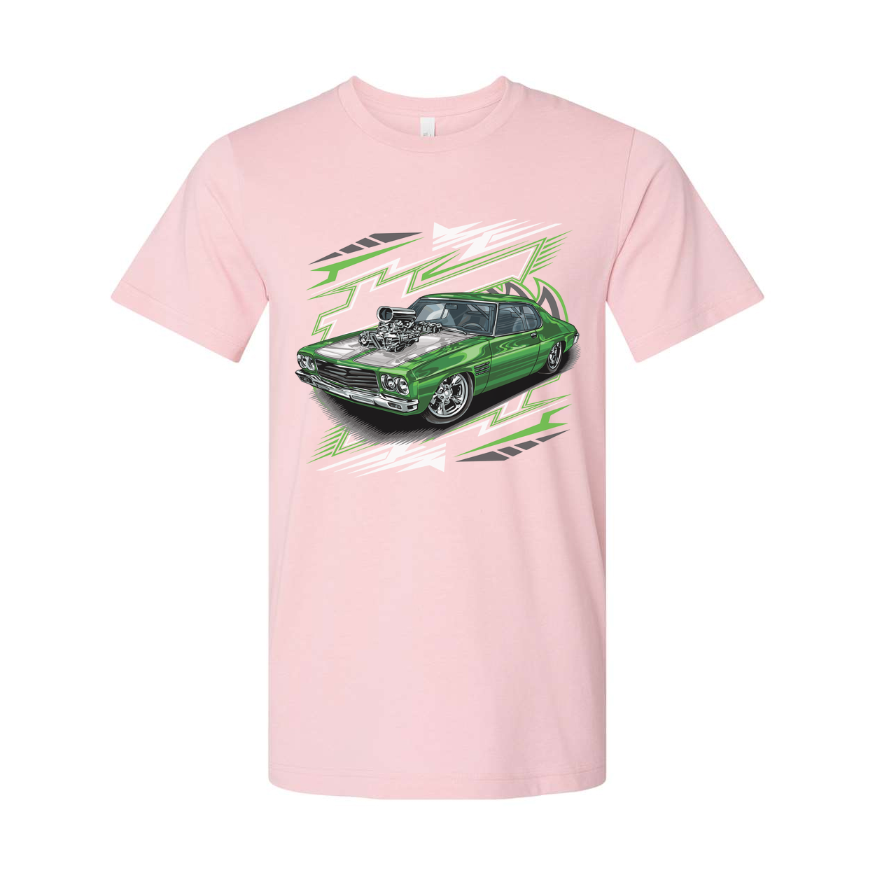 Holden HQ Monaro Car Graphic T Shirt With Green Muscle Car Illustration For Unisex Wear