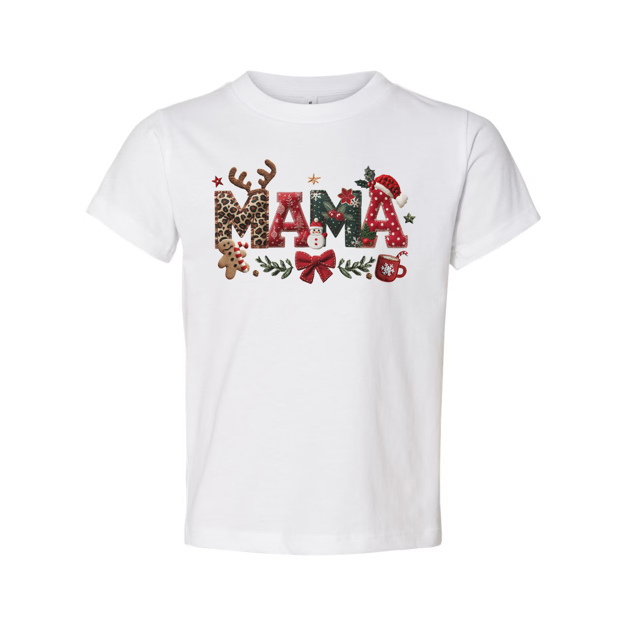 Mama Christmas Graphic T Shirt For Unisex Festive Holiday Shirt With Reindeer Antlers Gingerbread And Santa Hats