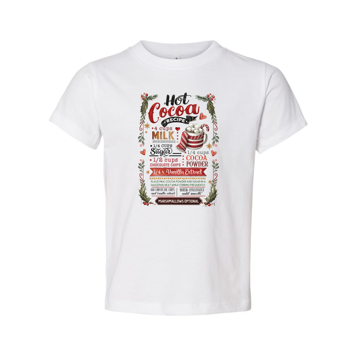Unisex Christmas T Shirt With Hot Cocoa Recipe Graphic And Festive Holiday Design