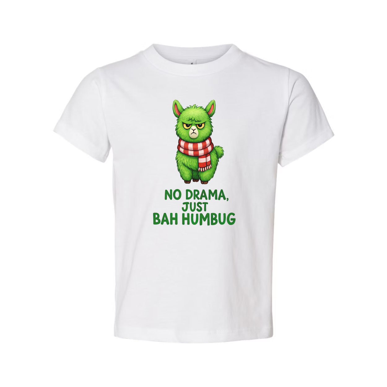 Green Grumpy Cat Christmas T Shirt Unisex With Red Scarf No Drama Just Bah Humbug Graphic Tee