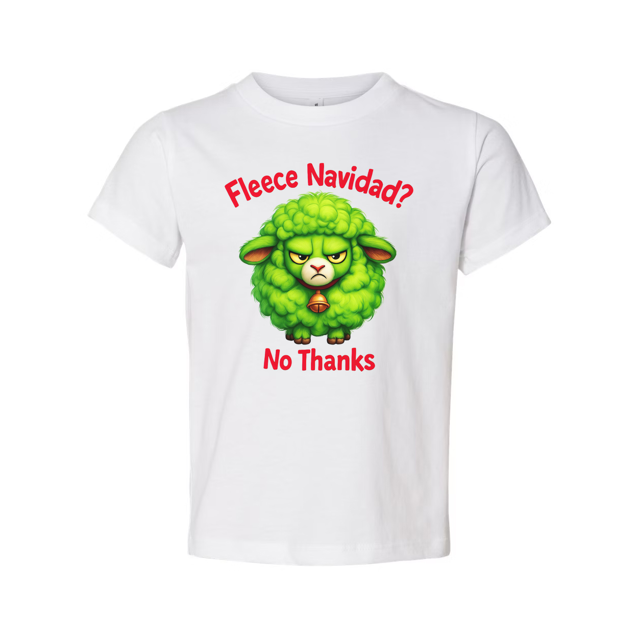Fleece Navidad No Thanks Green Cartoon Sheep Christmas Shirt For Unisex Graphic Tee