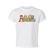 Unisex Christmas Cat T Shirt Featuring Five Festive Cats And A Decorated Christmas Tree Graphic