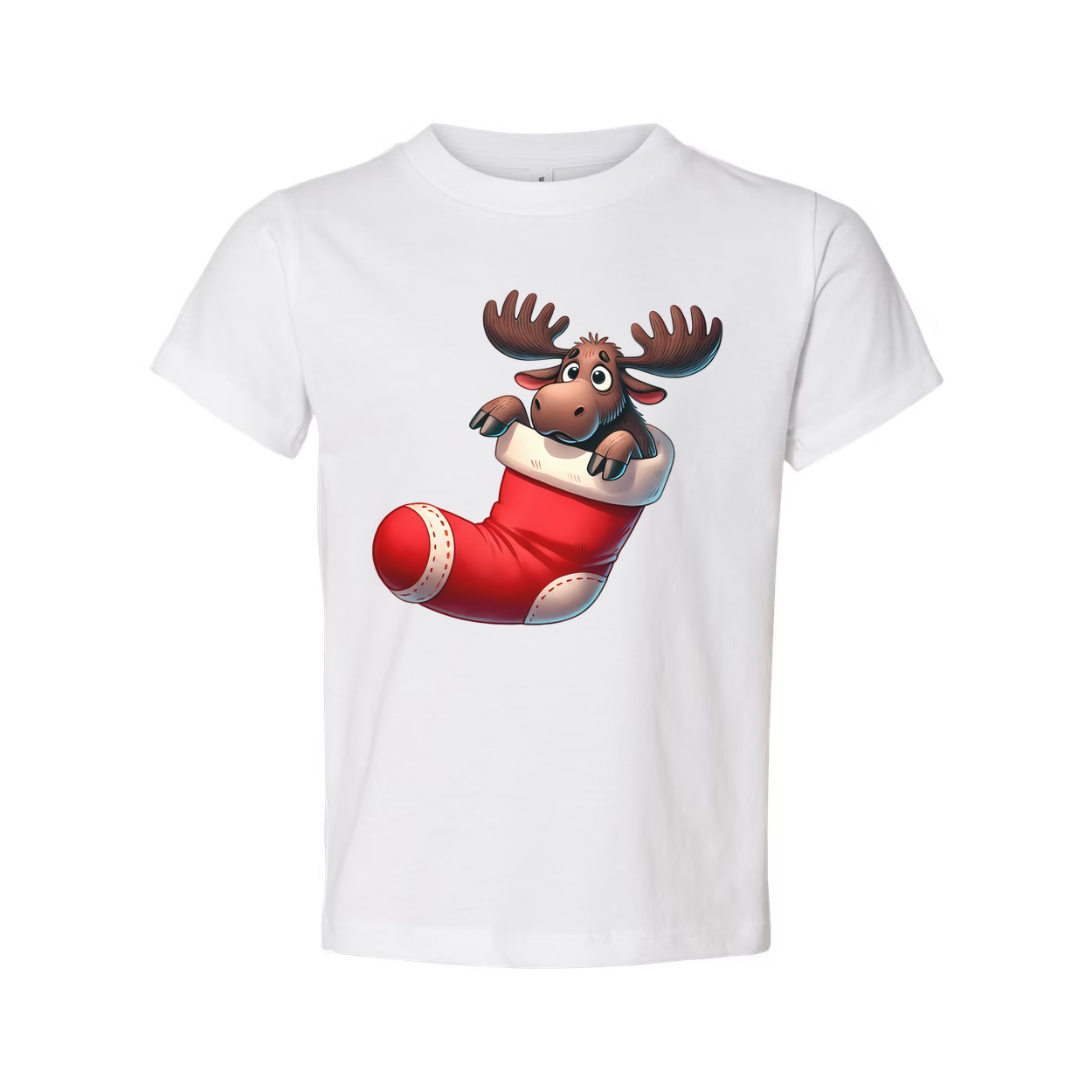 Christmas Moose In Stocking Graphic T Shirt Unisex For Men And Women Holiday Gift Idea