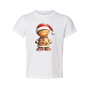 Gingerbread Man Christmas T Shirt With Santa Hat And Candy Cane Details Unisex Tee