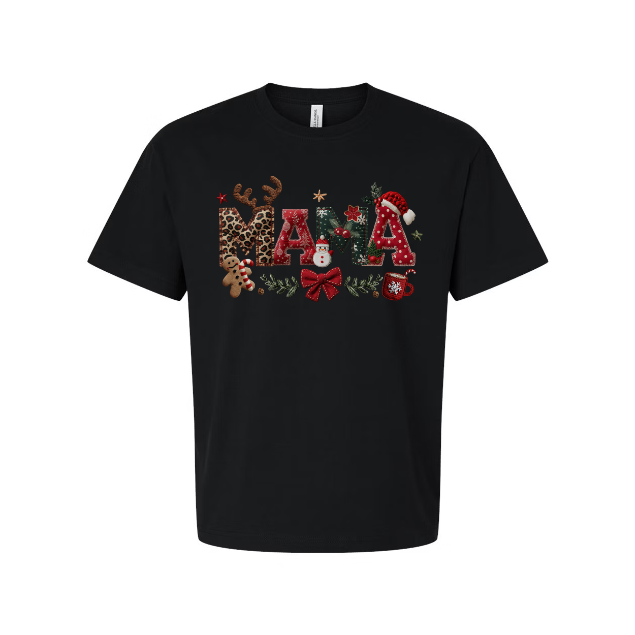 Mama Christmas Graphic T Shirt For Unisex Festive Holiday Shirt With Reindeer Antlers Gingerbread And Santa Hats
