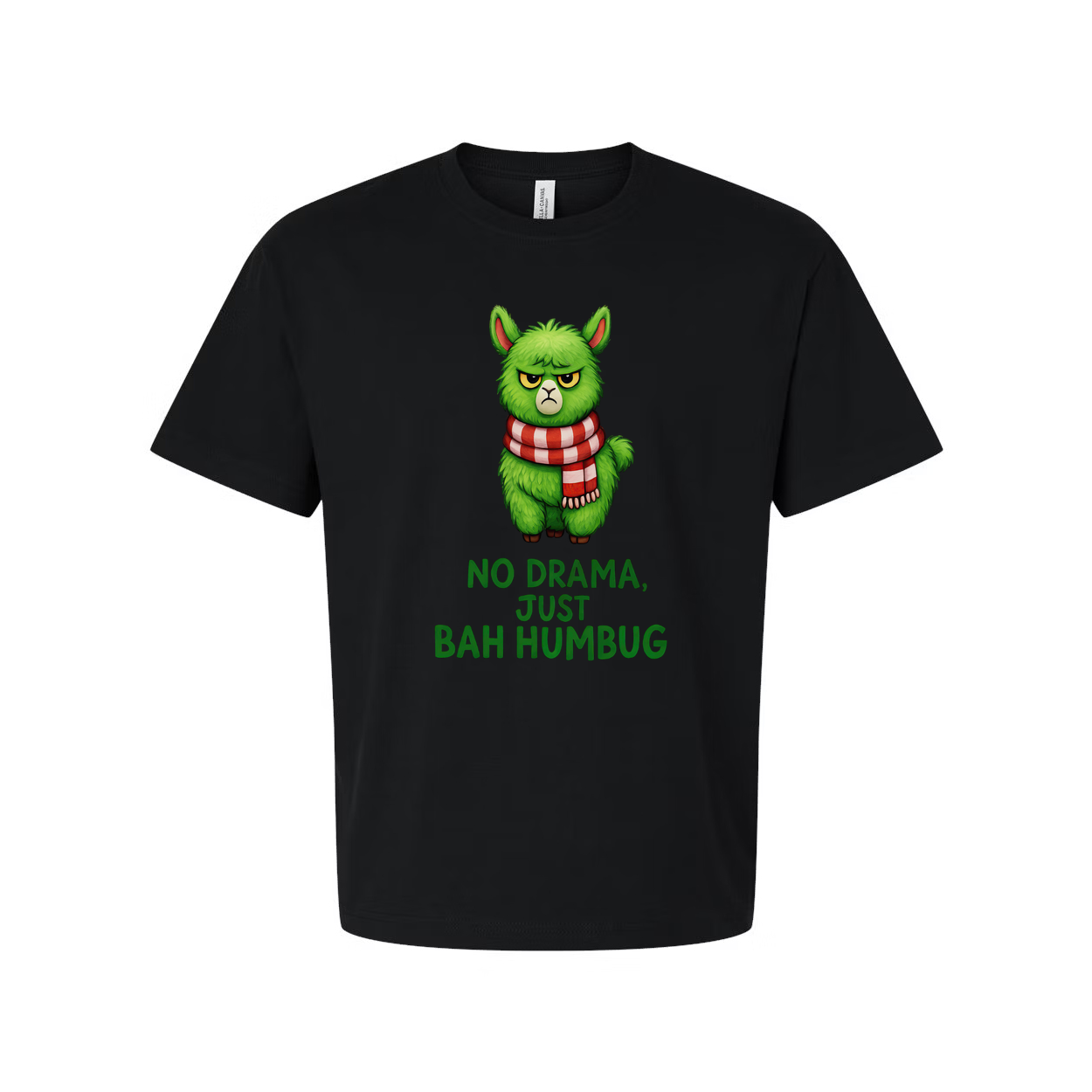 Green Grumpy Cat Christmas T Shirt Unisex With Red Scarf No Drama Just Bah Humbug Graphic Tee