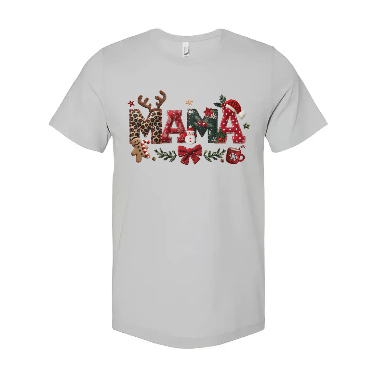 Mama Christmas Graphic T Shirt For Unisex Festive Holiday Shirt With Reindeer Antlers Gingerbread And Santa Hats