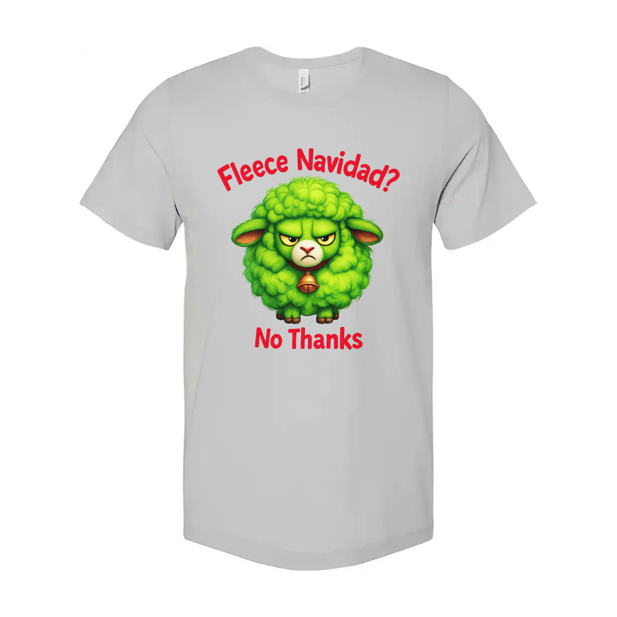 Fleece Navidad No Thanks Green Cartoon Sheep Christmas Shirt For Unisex Graphic Tee