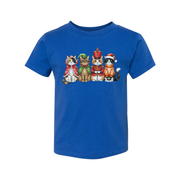 Unisex White T Shirt Featuring Five Festive Cats In Christmas Costumes Artwork Colorful Illustration