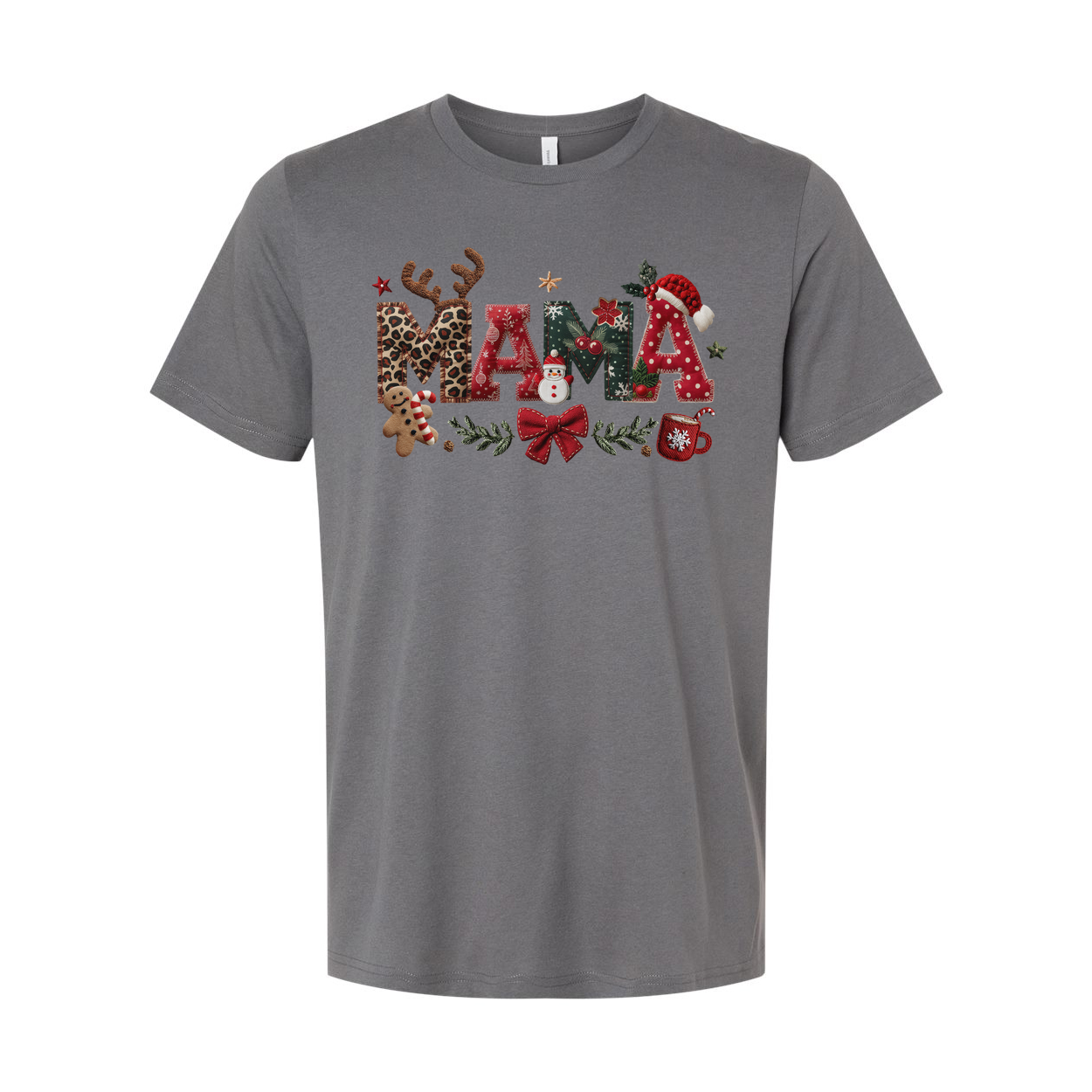Mama Christmas Graphic T Shirt For Unisex Festive Holiday Shirt With Reindeer Antlers Gingerbread And Santa Hats