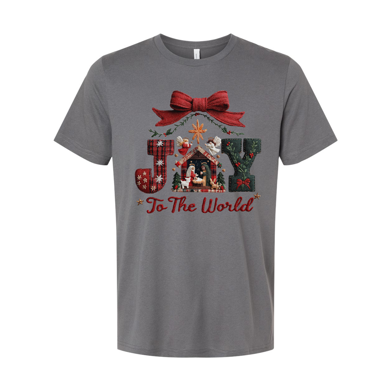 Joy To The World Christmas Graphic T Shirt Unisex White Cotton Shirt With Nativity Scene