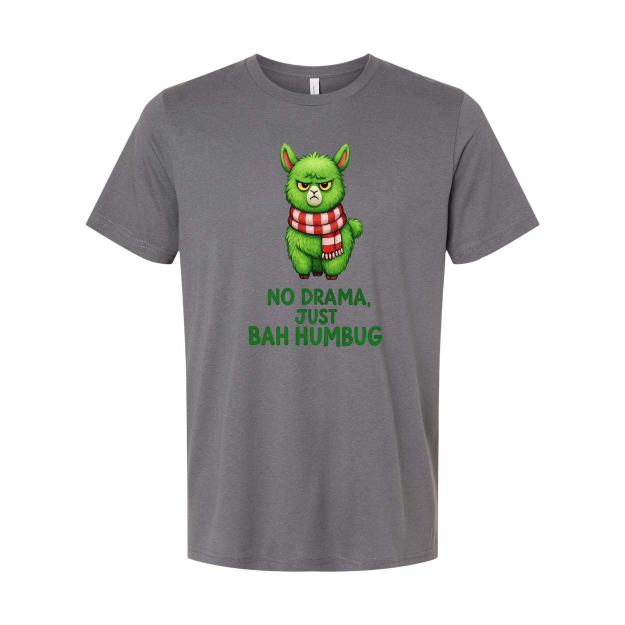 Green Grumpy Cat Christmas T Shirt Unisex With Red Scarf No Drama Just Bah Humbug Graphic Tee