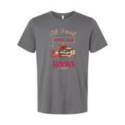 All I Want For Christmas Is More Books Unisex T Shirt With Festive Book Stack Graphic