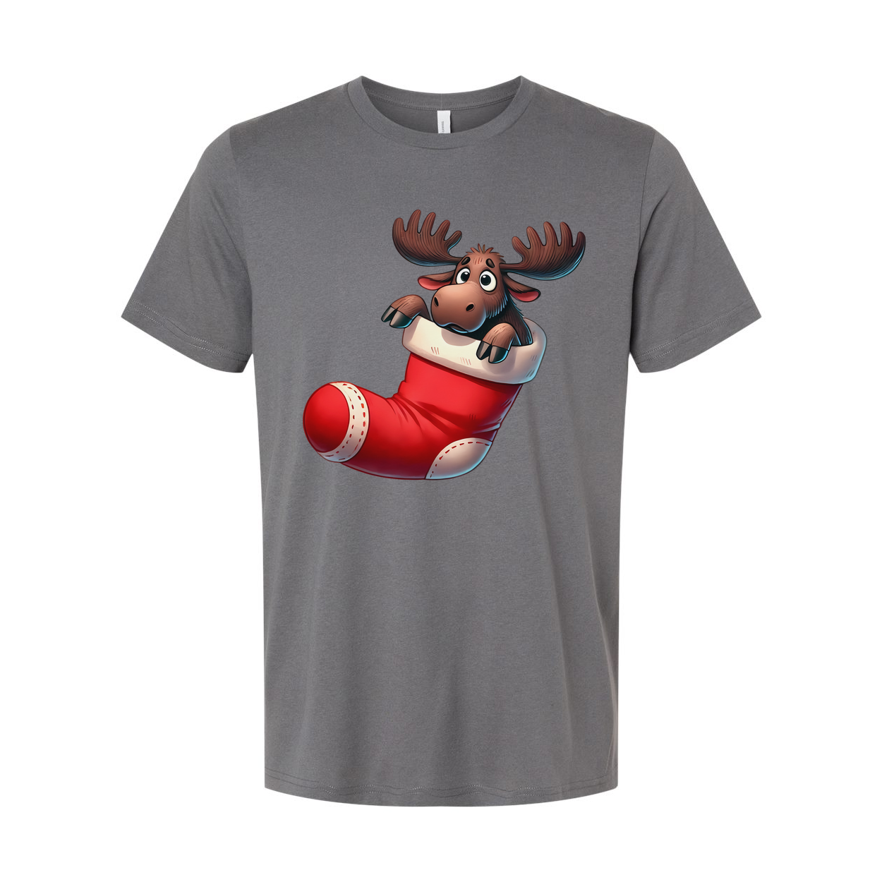 Christmas Moose In Stocking Graphic T Shirt Unisex For Men And Women Holiday Gift Idea