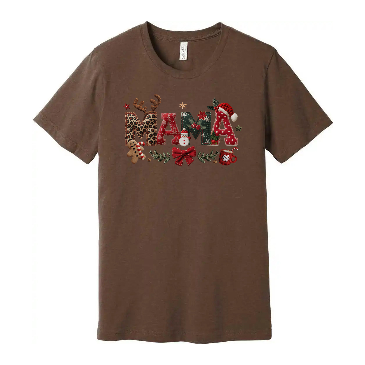 Mama Christmas Graphic T Shirt For Unisex Festive Holiday Shirt With Reindeer Antlers Gingerbread And Santa Hats