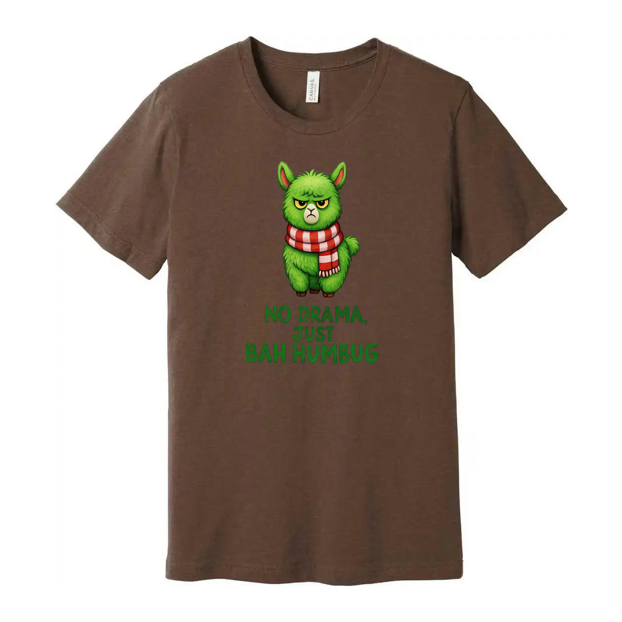 Green Grumpy Cat Christmas T Shirt Unisex With Red Scarf No Drama Just Bah Humbug Graphic Tee