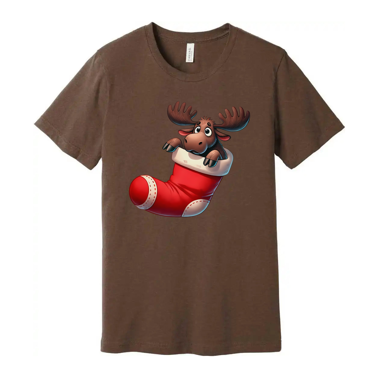 Christmas Moose In Stocking Graphic T Shirt Unisex For Men And Women Holiday Gift Idea