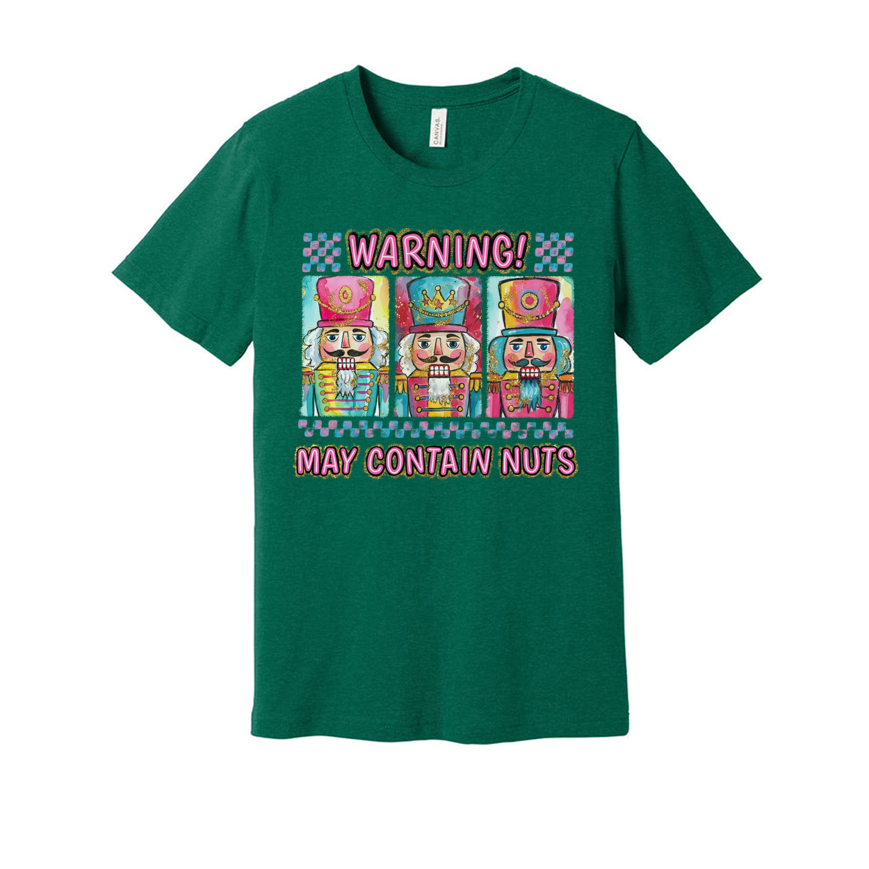Warning May Contain Nuts Nutcracker Themed Graphic T Shirt Featuring Three Nutcrackers