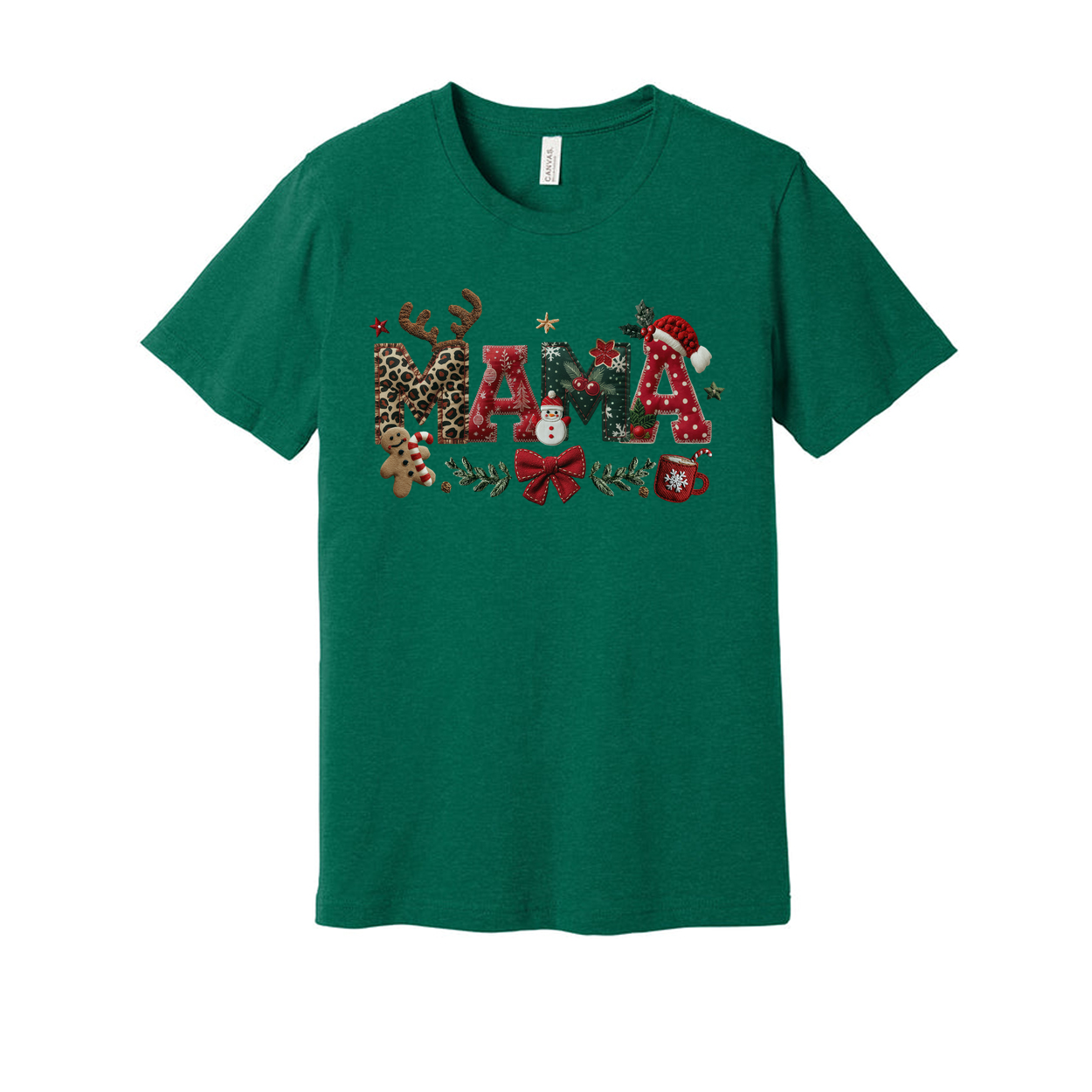 Mama Christmas Graphic T Shirt For Unisex Festive Holiday Shirt With Reindeer Antlers Gingerbread And Santa Hats