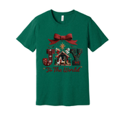 Joy To The World Christmas Graphic T Shirt Unisex White Cotton Shirt With Nativity Scene