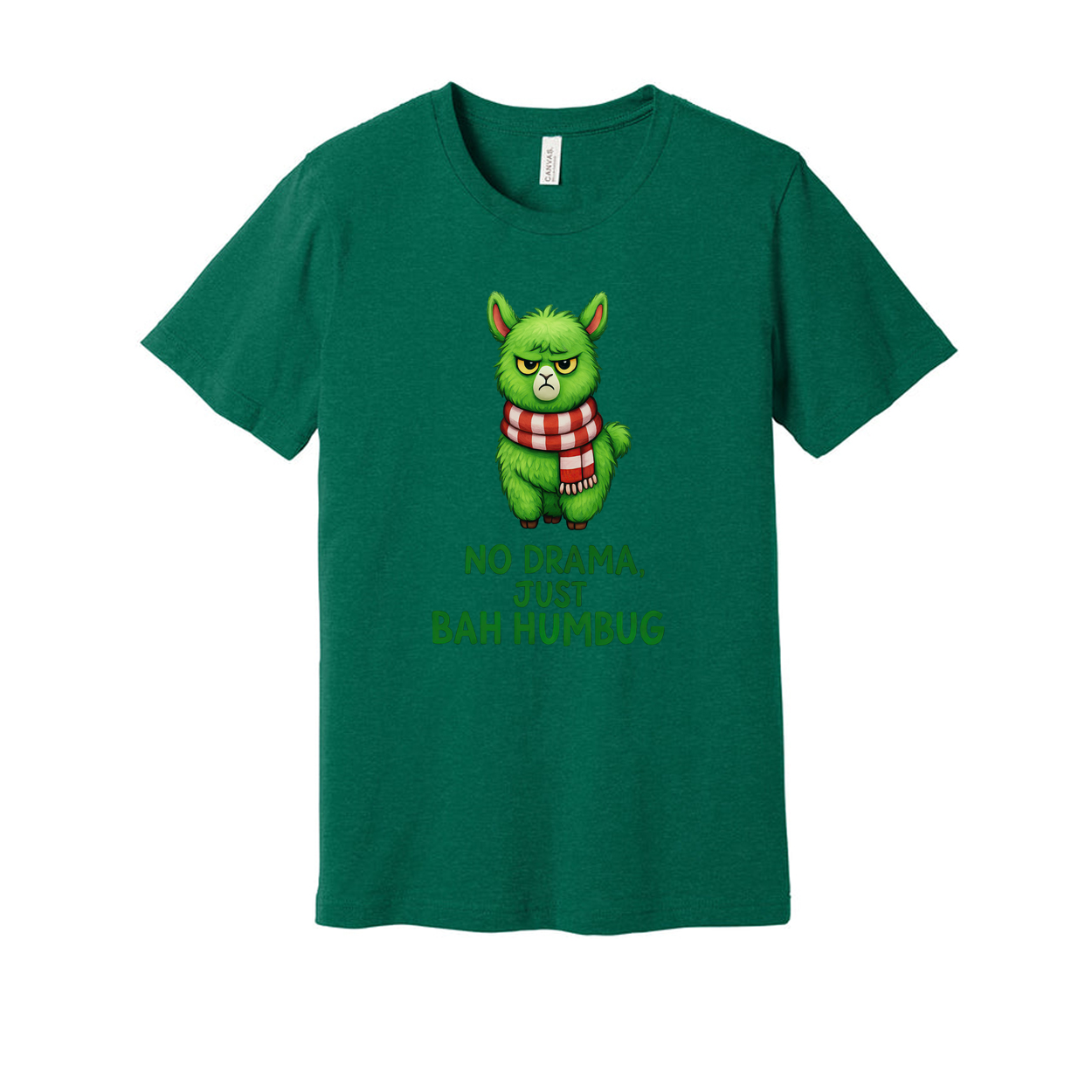 Green Grumpy Cat Christmas T Shirt Unisex With Red Scarf No Drama Just Bah Humbug Graphic Tee