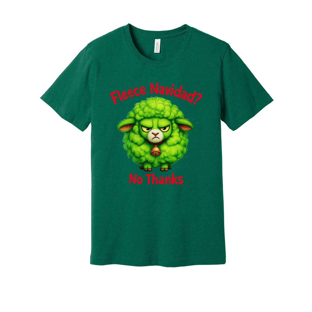 Fleece Navidad No Thanks Green Cartoon Sheep Christmas Shirt For Unisex Graphic Tee