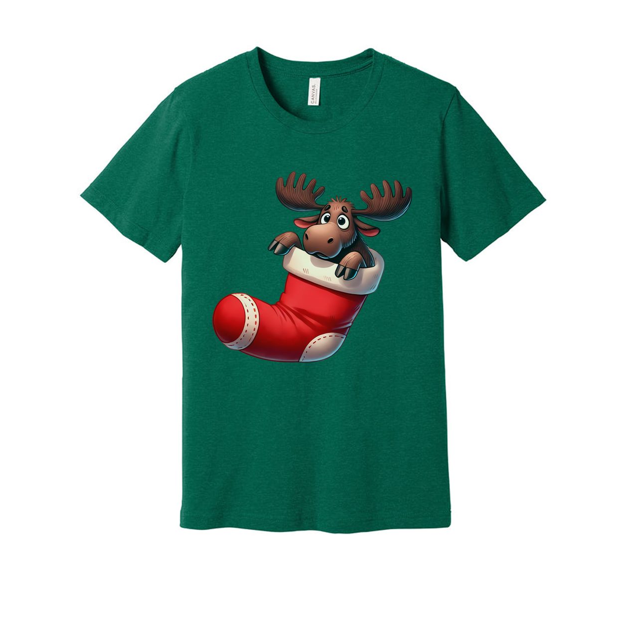 Christmas Moose In Stocking Graphic T Shirt Unisex For Men And Women Holiday Gift Idea