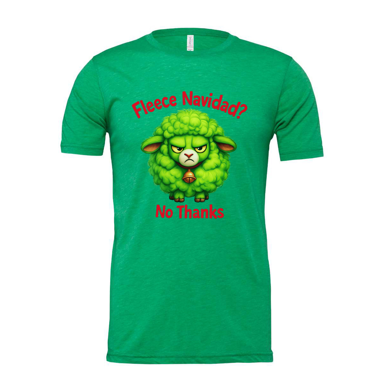 Fleece Navidad No Thanks Green Cartoon Sheep Christmas Shirt For Unisex Graphic Tee