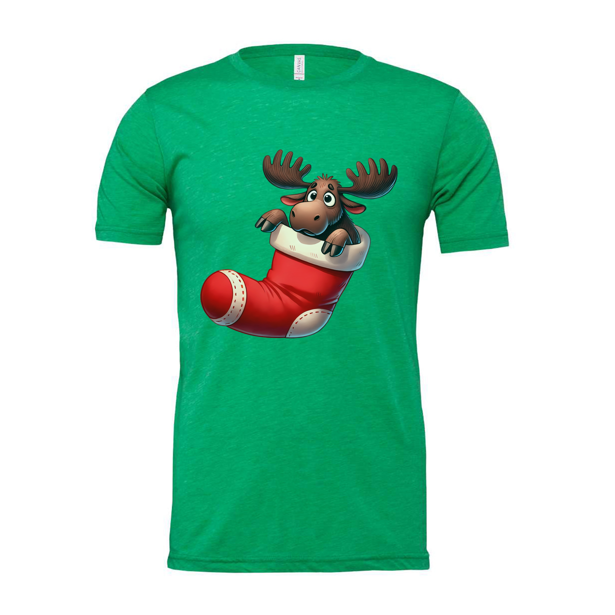 Christmas Moose In Stocking Graphic T Shirt Unisex For Men And Women Holiday Gift Idea
