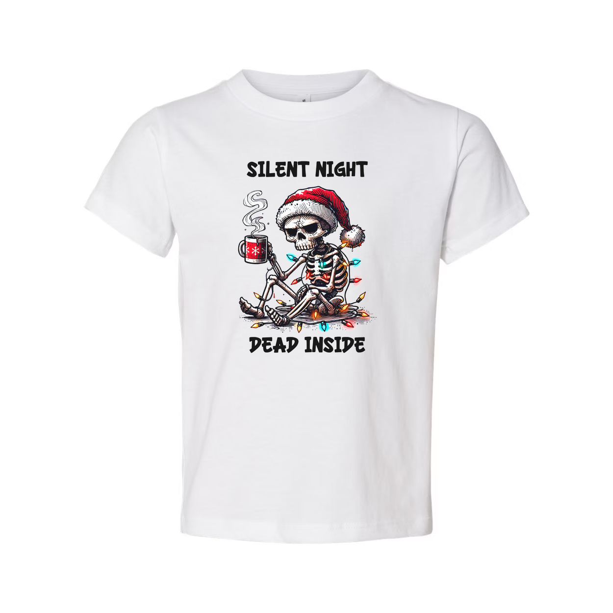 Silent Night Dead Inside Skeleton Santa Graphic T Shirt For Unisex Christmas Holiday